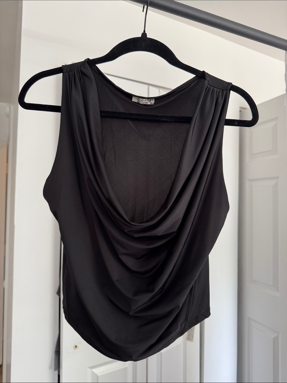 Free People Black Draped Cowl Tank
